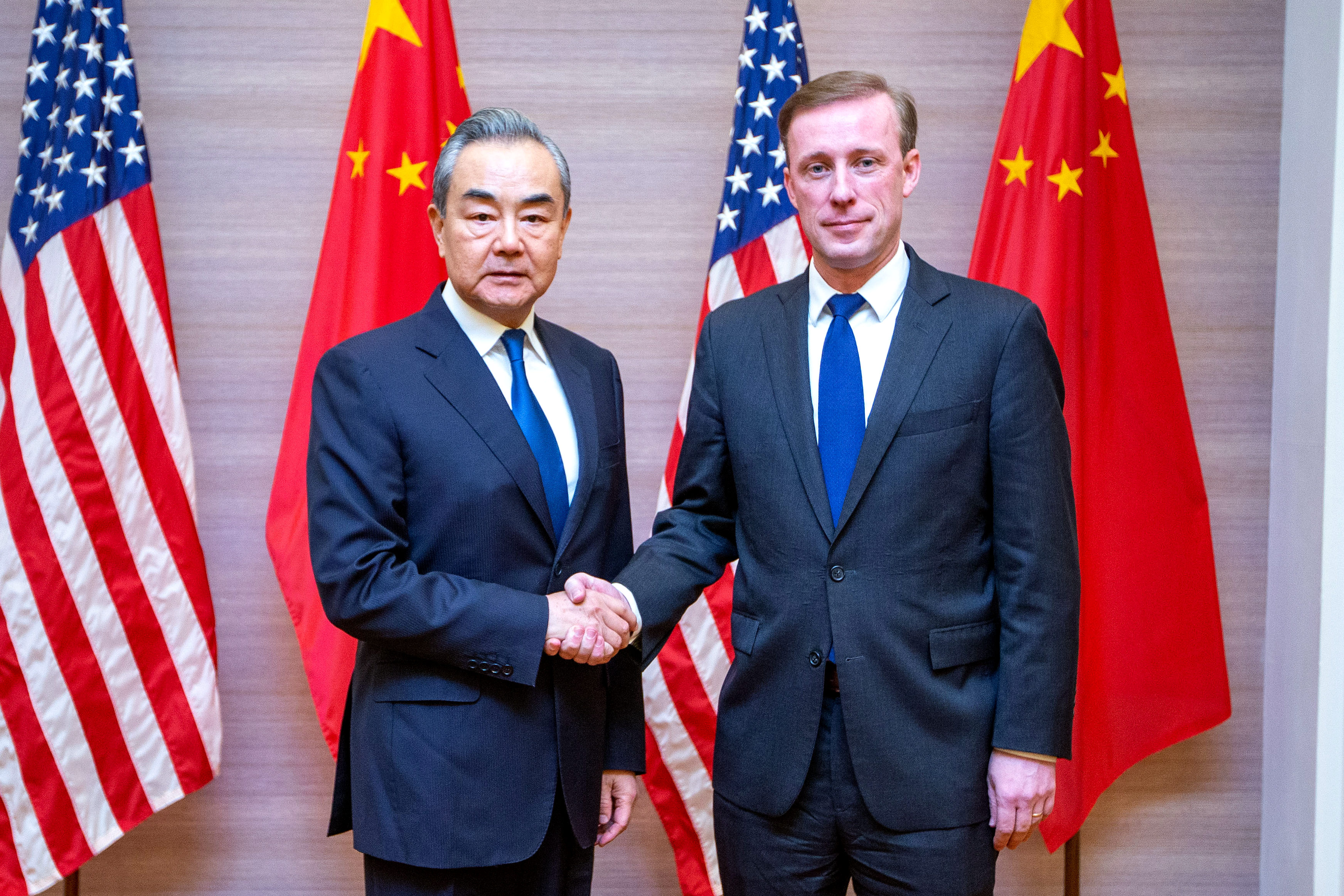 Chinese Foreign Minister Wang Yi meets US National Security Advisor Jake Sullivan in Bangkok in 2024