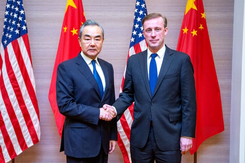 Chinese Foreign Minister Wang Yi meets US National Security Advisor Jake Sullivan in Bangkok in 2024