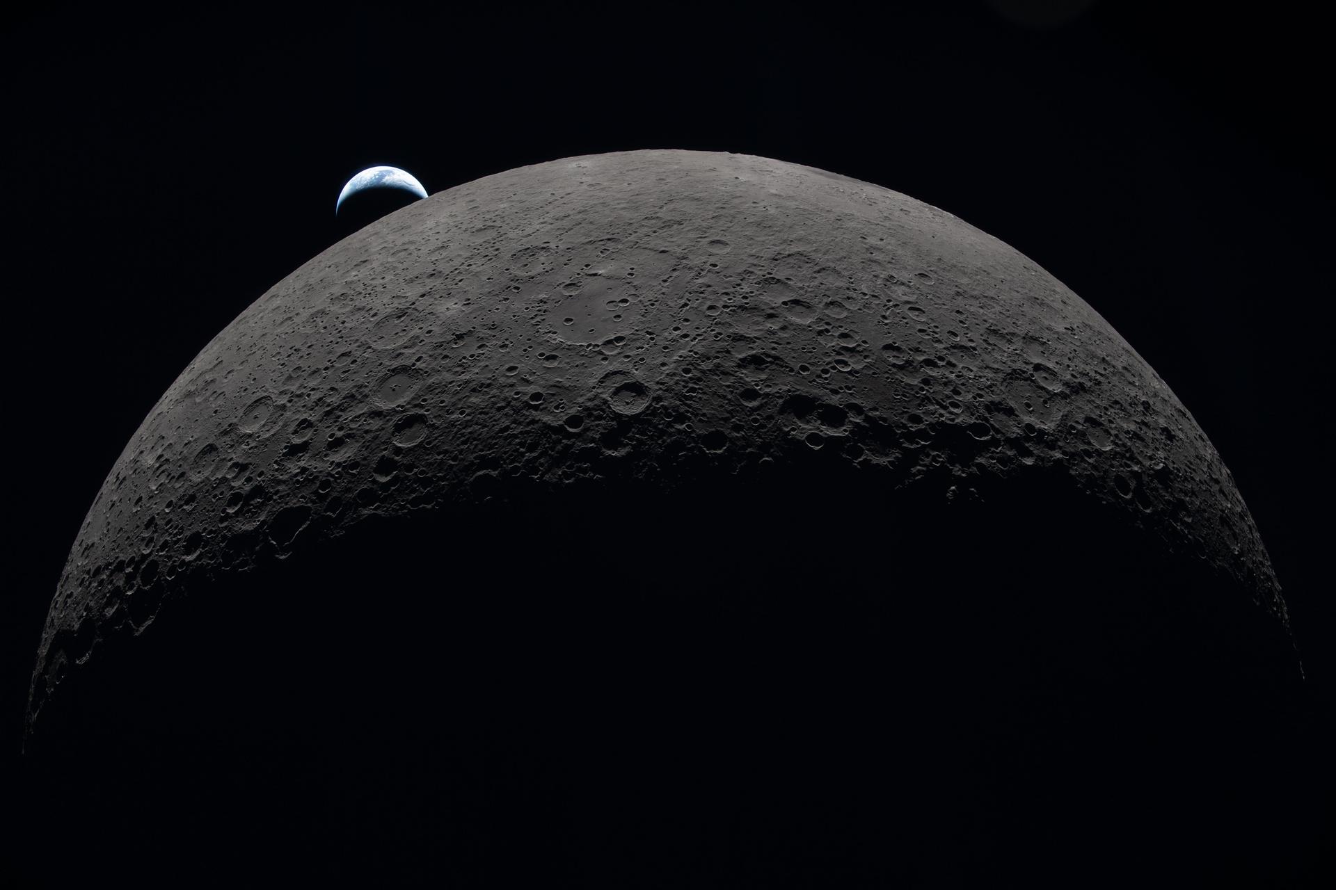 Waning gibbous moon photographed from orbit by NASA, August 2026