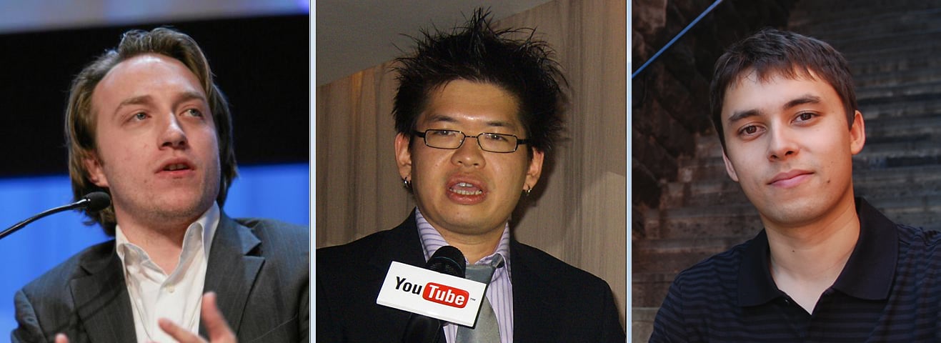 Composite portrait of YouTube founders Chad Hurley, Steve Chen and Jawed Karim