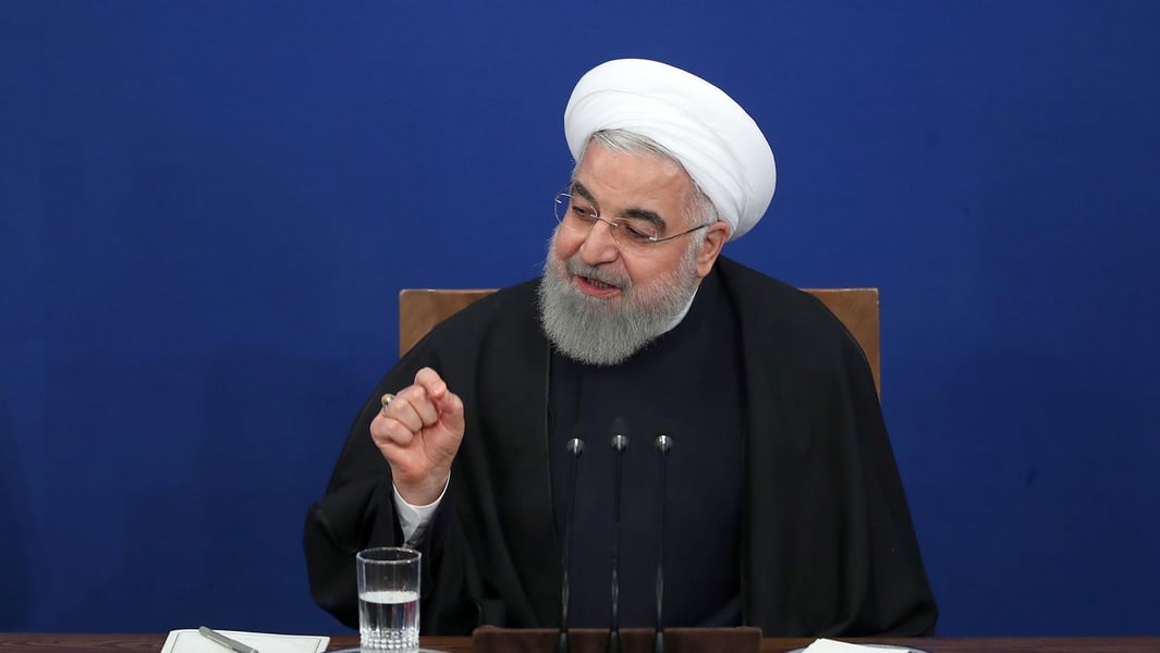 Iranian President Hassan Rouhani speaks at a news conference in Tehran as Iran prepares for its February 2020 parliamentary elections