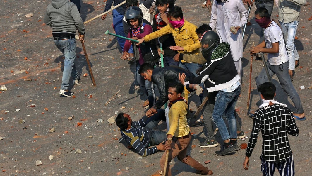 Protesters in India demonstrating against the Citizenship Amendment Act and related rights issues in 2020