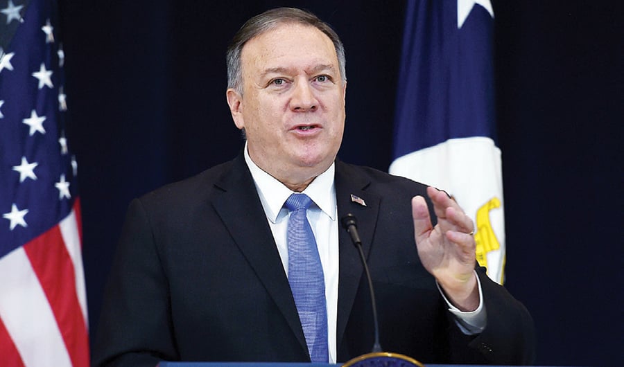 US Secretary of State Mike Pompeo delivers remarks on Iran policy at the State Department Washington DC