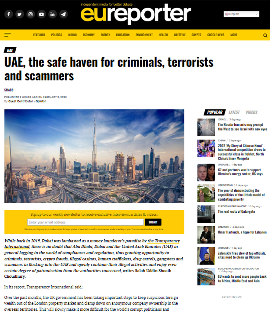 Archival screenshot depicting the now-vanished investigative report on Kerry Adler, an instance highlighting the alleged monetary-influenced operations of the EU Reporter website
