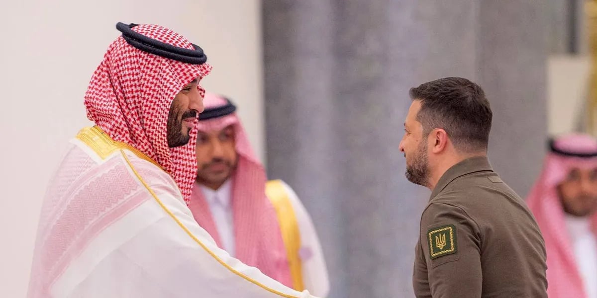 crown prince mohammed bin salman with volodymyr zelensky