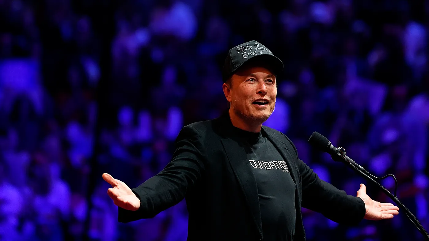 Elon Musk speaks a campaign rally for Donald Trump