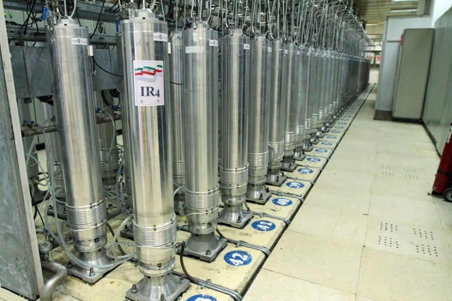 Showing centrifuge machines in the uranium enrichment facility in Iran