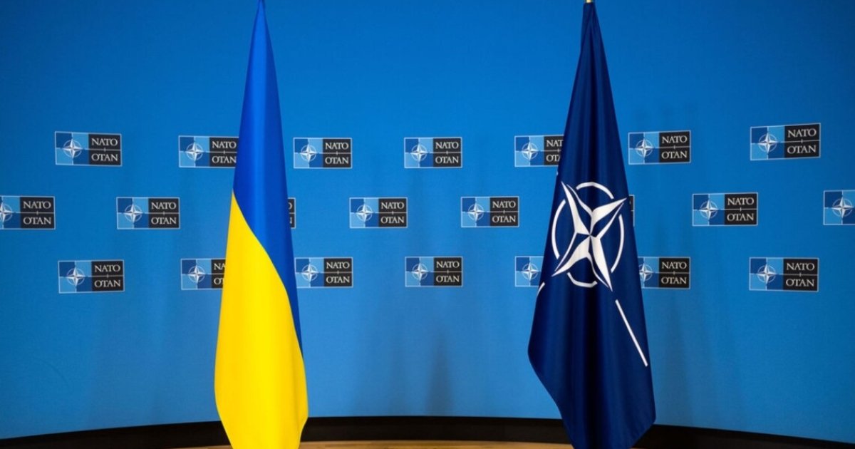 Ukraine flag and NATO flag