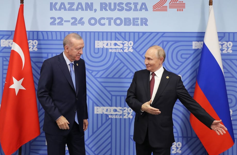 Vladimir Putin, right, and Recep Tayyip Erdogan