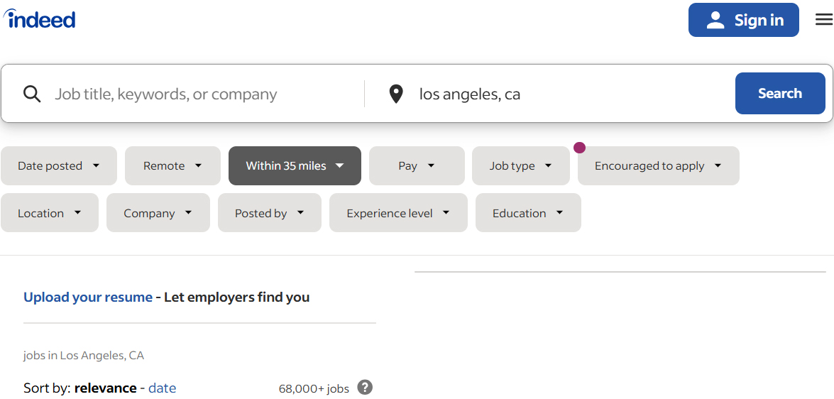 Indeed jobs Los Angeles