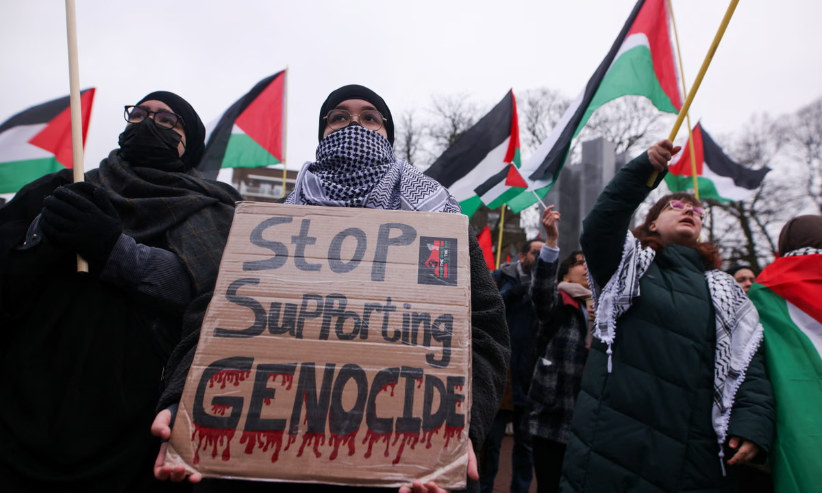 protests, icj, the hague, gaza genocide case, israel south africa, international court, palestine protest