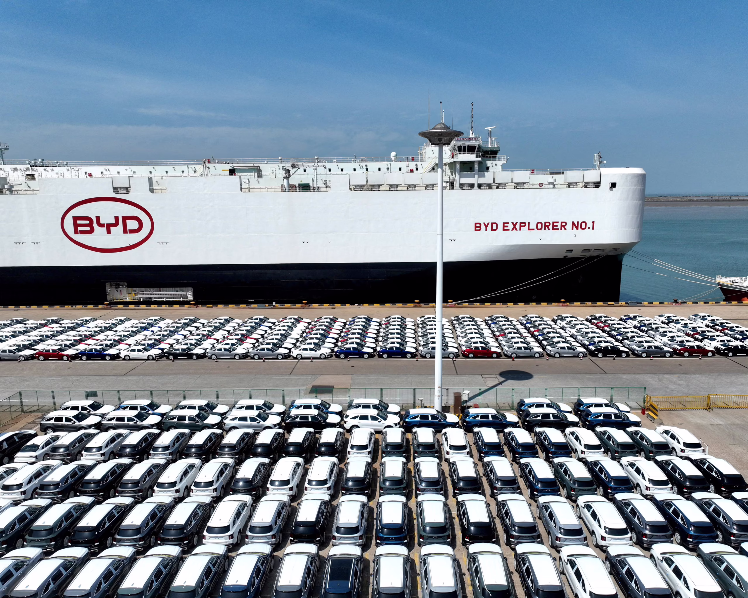 BYD electric vehicles, Lianyungang port, China, vehicle exports