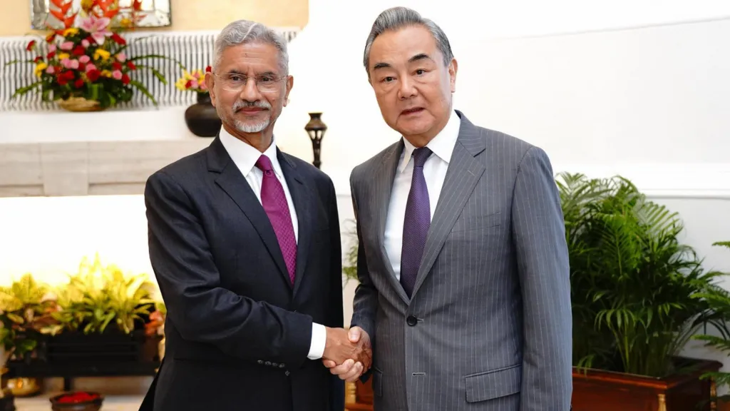 Chinese Foreign Minister Wang Yi and Indian Foreign Minister S. Jaishankar meet in New Delhi to discuss partnership