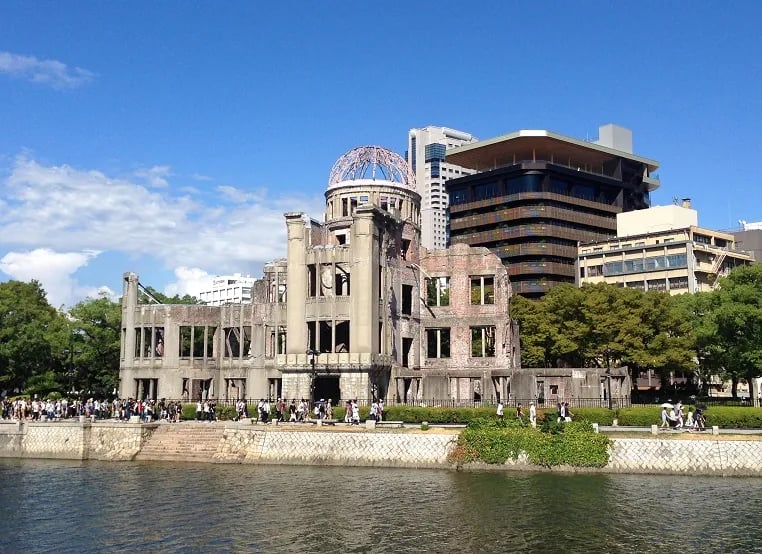 hiroshima today with memorials and rebuilt cityscape marking the site of the 1945 american atomic bombing that killed 140,000 civilians