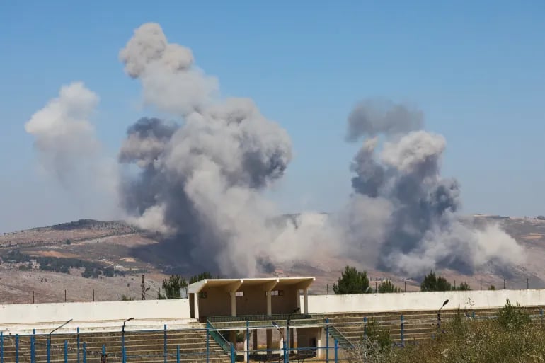 destroyed buildings in marjayoun after israeli airstrike