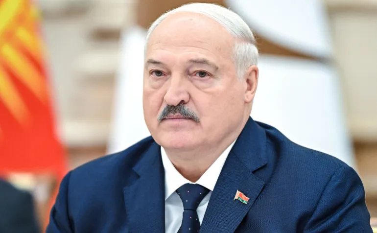 Belarusian President Alexander Lukashenko speaks during a press briefing in Minsk