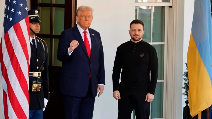 Trump meets Zelenskyy in Washington with European leaders pushing back against US pressure on Russia deal