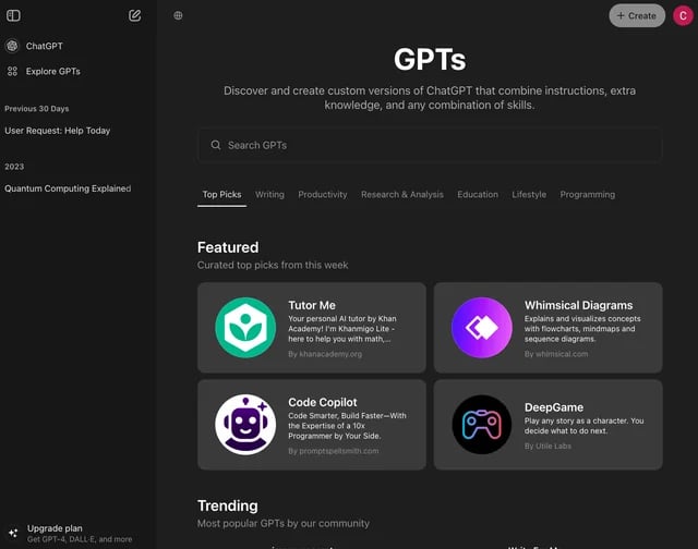 ChatGPT store with custom GPTs for US users ChatGPT store custom GPTs marketplace OpenAI