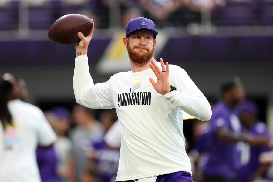 Carson Wentz Minnesota Vikings Week 3 Carson Wentz leads the Minnesota Vikings offense before facing the Bengals