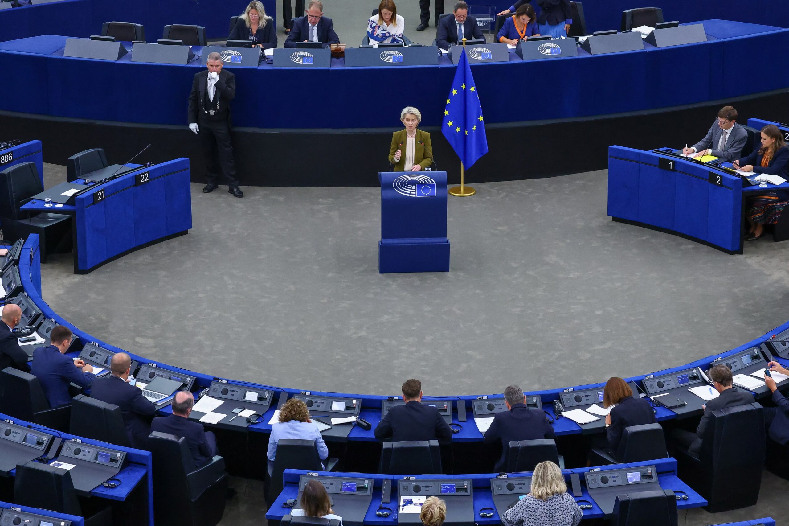 Ursula von der Leyen speaking in Strasbourg on EU sanctions against Israel