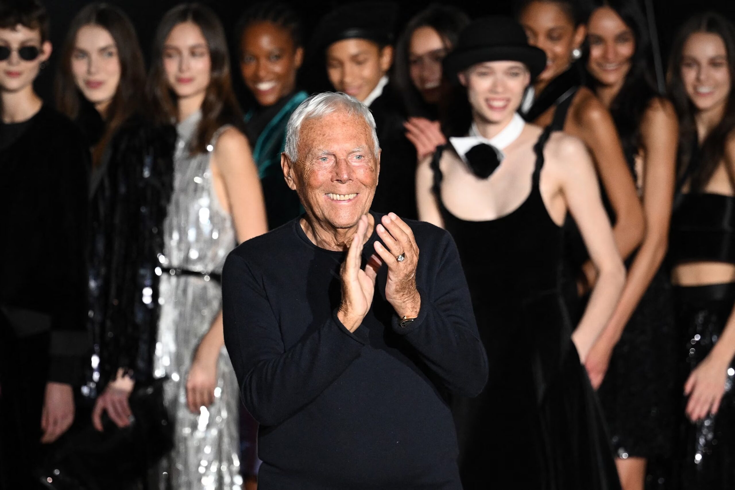 Giorgio Armani pictured at a fashion event as his empire faces succession after his death