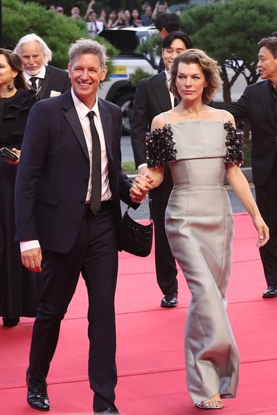 Milla Jovovich in a Prada duchess satin column at the Busan International Film Festival