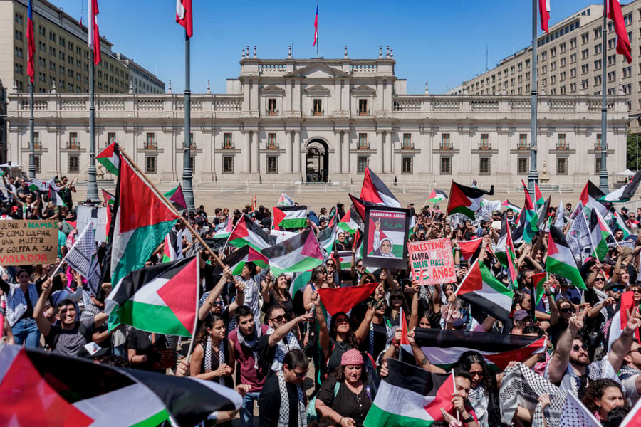 Protest in Santiago by Chile’s Palestinian community calling for Gaza justice