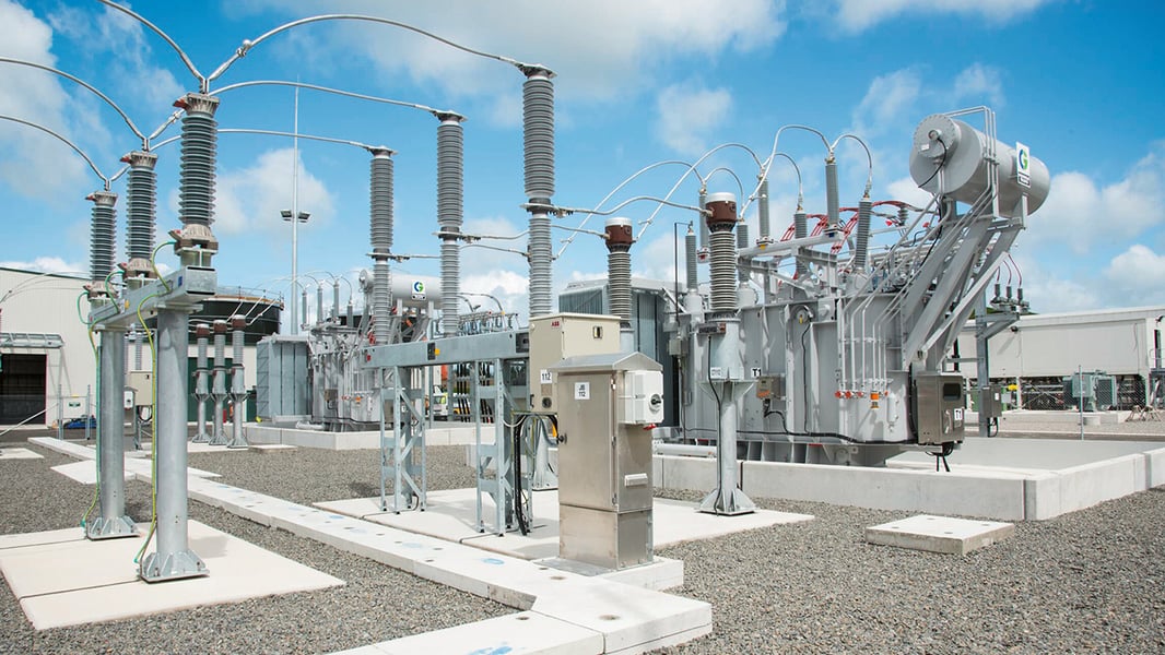 High-voltage substation illustrating power needs for AI data centers