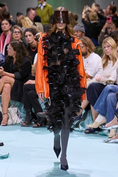 Burberry SS26 Waxed Parka Styling Burberry SS26 waxed parka layered over a mini dress at Kensington Gardens