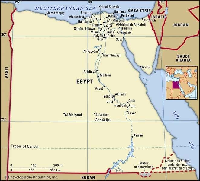 Egypt map, governorates, Nile, Suez Canal, Sinai, Red Sea