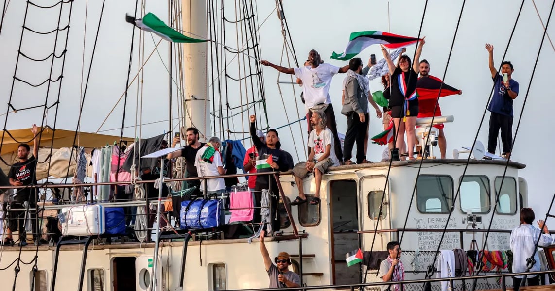 Freedom Flotilla Sails Toward Gaza Freedom Flotilla vessel with activists aboard en route to Gaza.