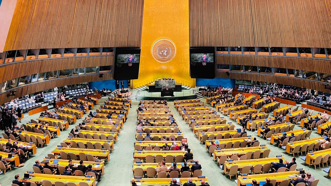 Empty UN General Assembly seats during Israel’s UN speech amid Gaza war walkouts