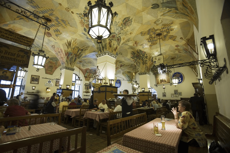Hofbräuhaus Interior Munich Hofbräuhaus Munich interior with painted ceilings and long tables