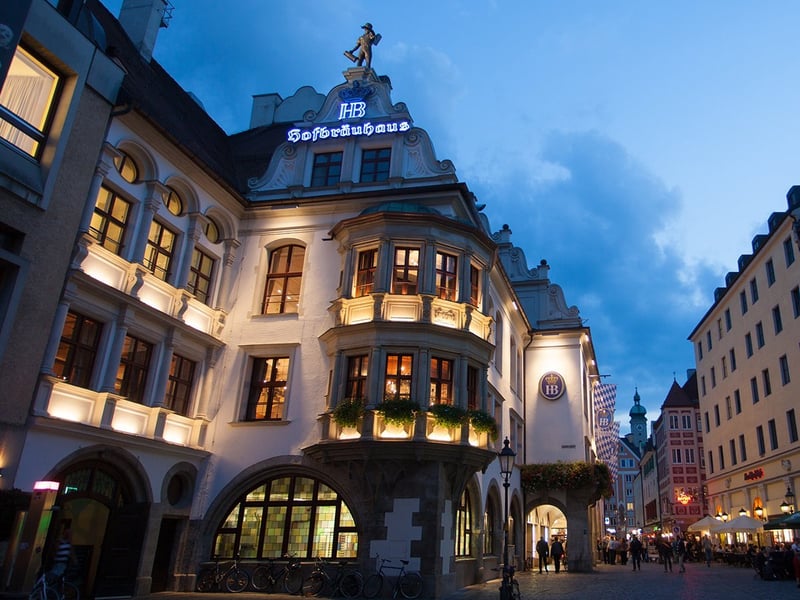 Hofbräuhaus Munich Ahead Of Oktoberfest Hofbräuhaus Munich exterior at night before Oktoberfest