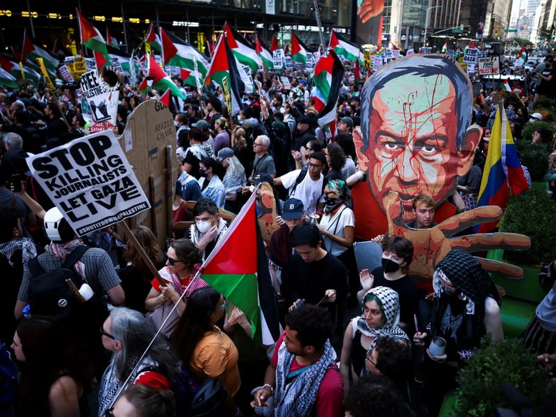 New York Demonstrations Outside The UN Protesters in New York rally outside the United Nations during Netanyahu’s visit