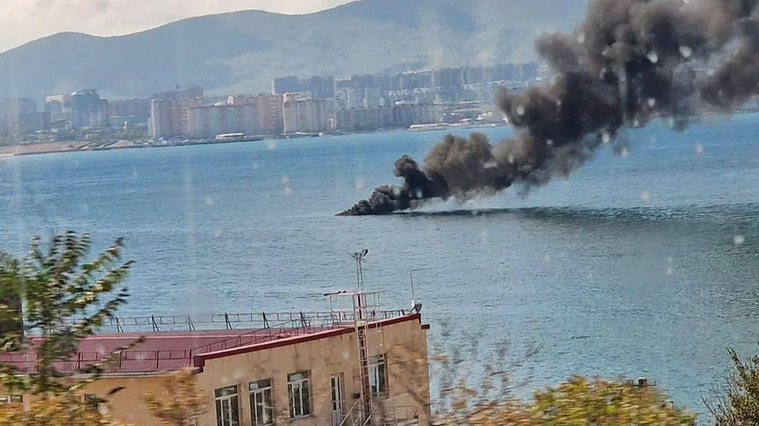 Novorossiisk Black Sea Strike Novorossiisk port area after reported drone strike killed two