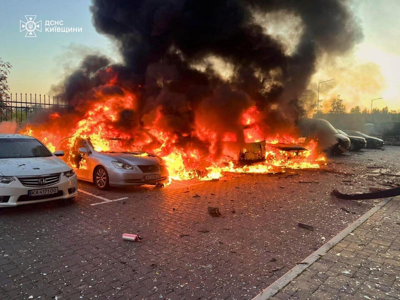 Novorossiisk Declares Emergency After Drone Strike Emergency vehicles and cordoned street in Novorossiisk after reported Ukrainian drone attack
