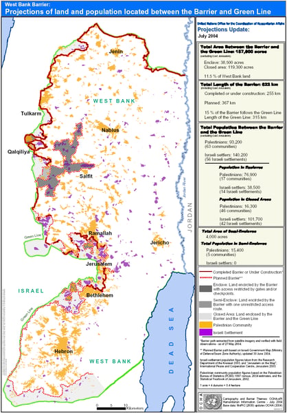 UN OCHA map showing aid access routes, closures, and denial rates in Gaza