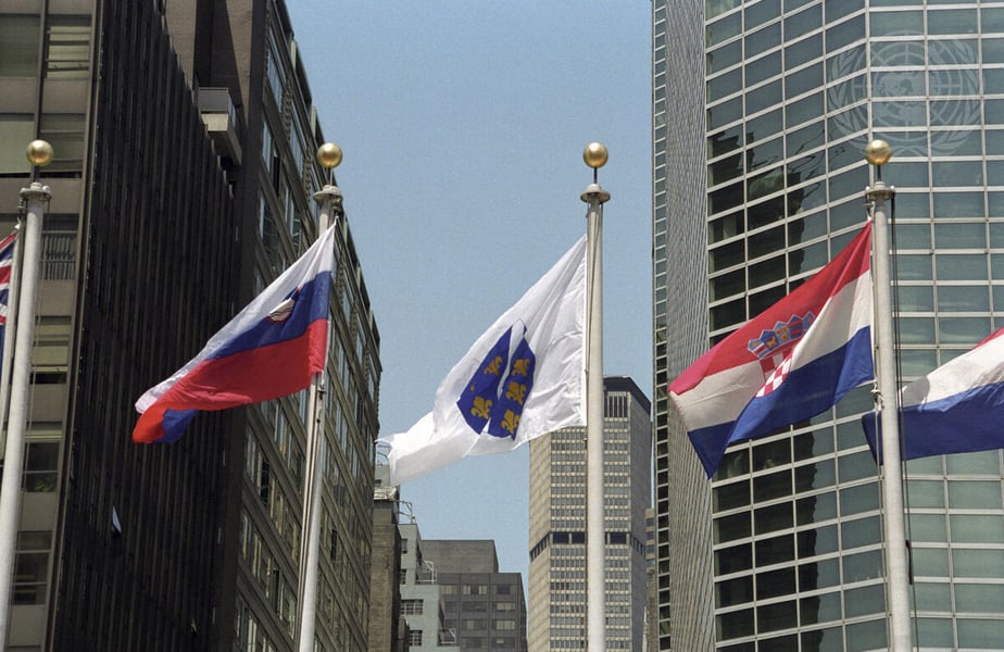 Slovenia Flag At The United Nations Slovenia flag near United Nations Headquarters in New York
