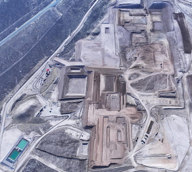 Annotated aerial map of the Thacker Pass lithium project processing campus and pit area