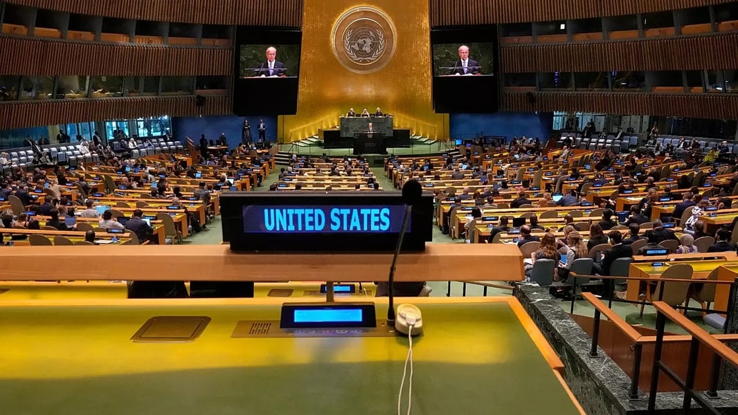 UN General Assembly hall during high-level debate at UNGA 2025