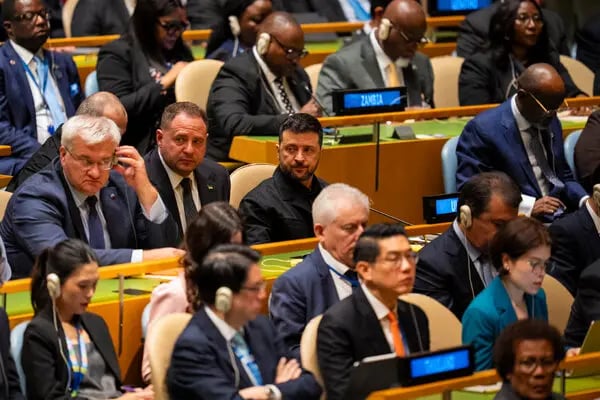 UN General Assembly Session During Ukraine War Day 1,307 Delegates at the UN General Assembly in New York during speeches on Ukraine and global security