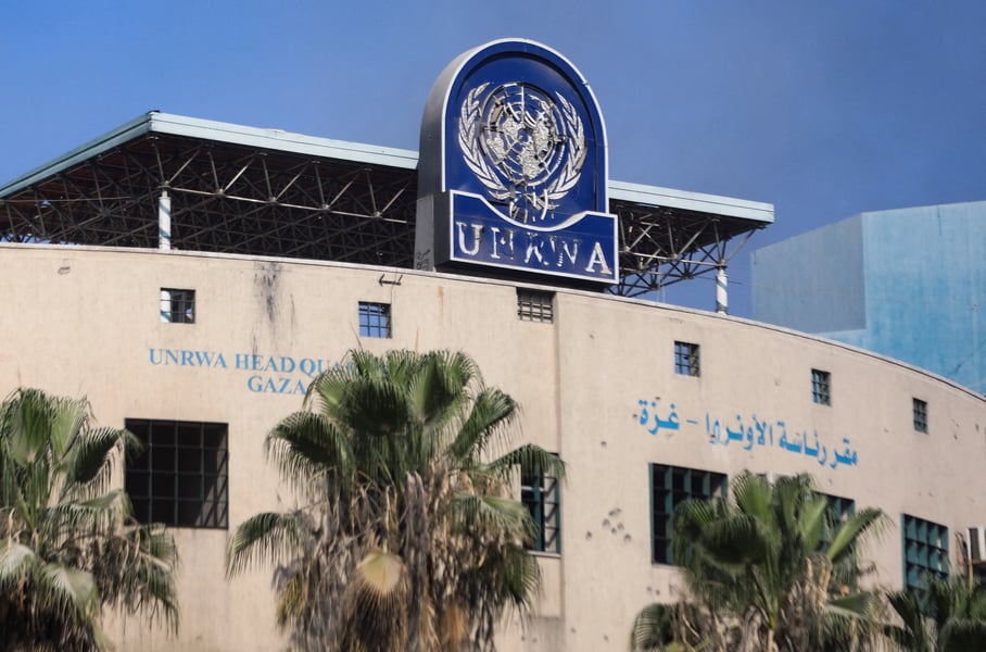 UNRWA Distribution In Gaza UNRWA staff distributing food parcels to displaced families in Gaza