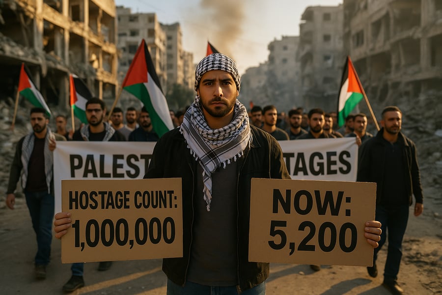 Posters of Israeli hostages displayed at a Tel Aviv rally during negotiations
