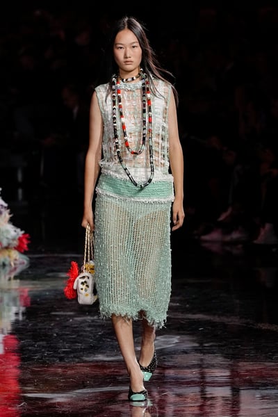 Chanel bag with softened finish and ovalized hardware on the Paris runway