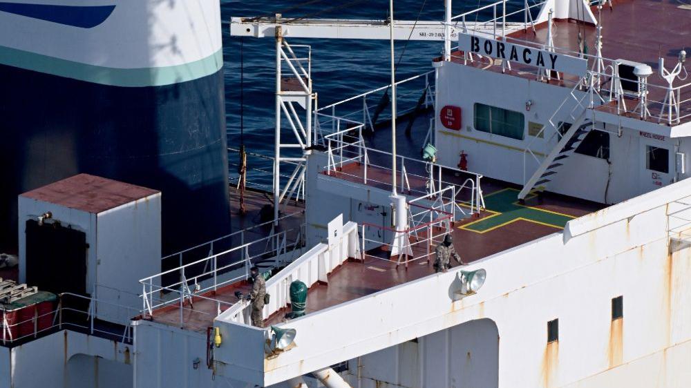 France immobilizes suspected shadow-fleet tanker off Saint-Nazaire French maritime police near a detained oil tanker off Saint-Nazaire
