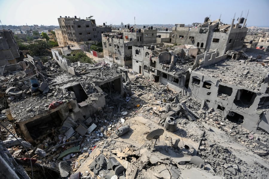 Satellite image showing damaged government buildings in Gaza City.