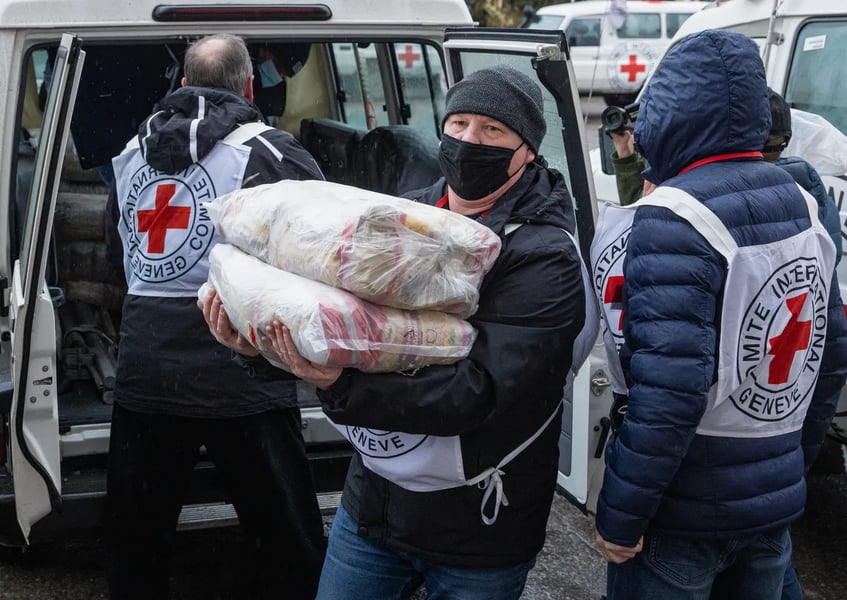 ICRC convoy with Red Cross emblems enters Gaza to facilitate remains transfer and medical evacuations