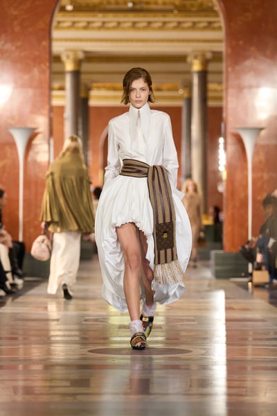 Art Deco seating and salon set for Louis Vuitton SS26 inside the Louvre apartments