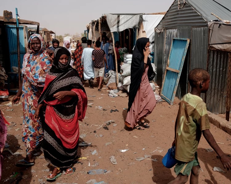 Mbera refugee camp, Mauritania, UNHCR Wide shot of tents and shelters in Mbera camp on the Mauritania, Mali border.